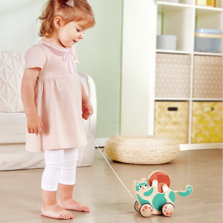 Дървена играчка за дърпане Коте, Hape