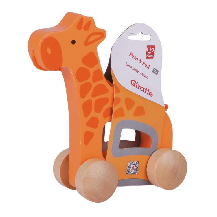 Дървена играчка за дърпане Жираф, Hape