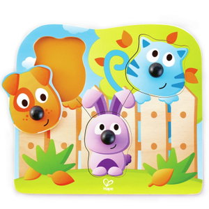 Бебешки дървен пъзел Големи нослета, Hape