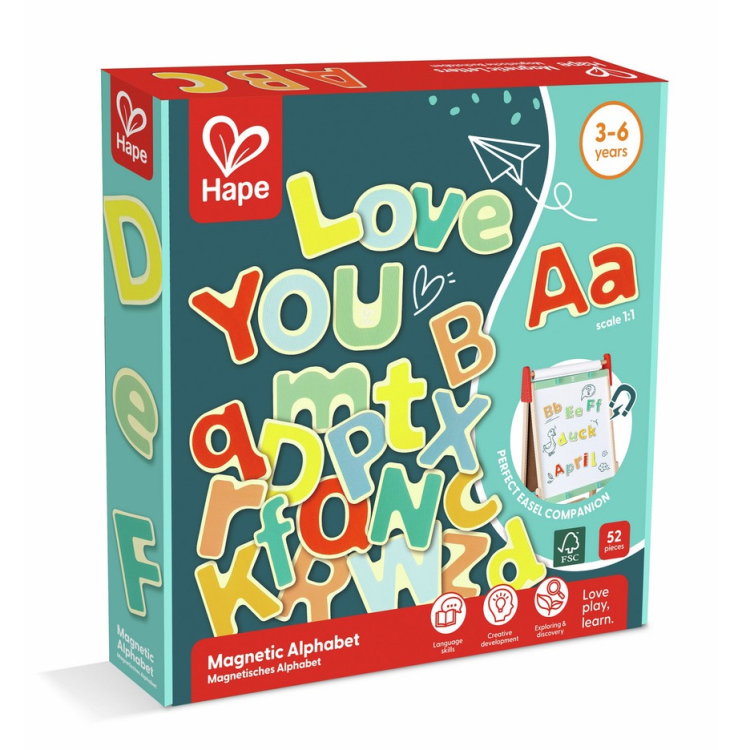 Дървена магнитна азбука, Hape