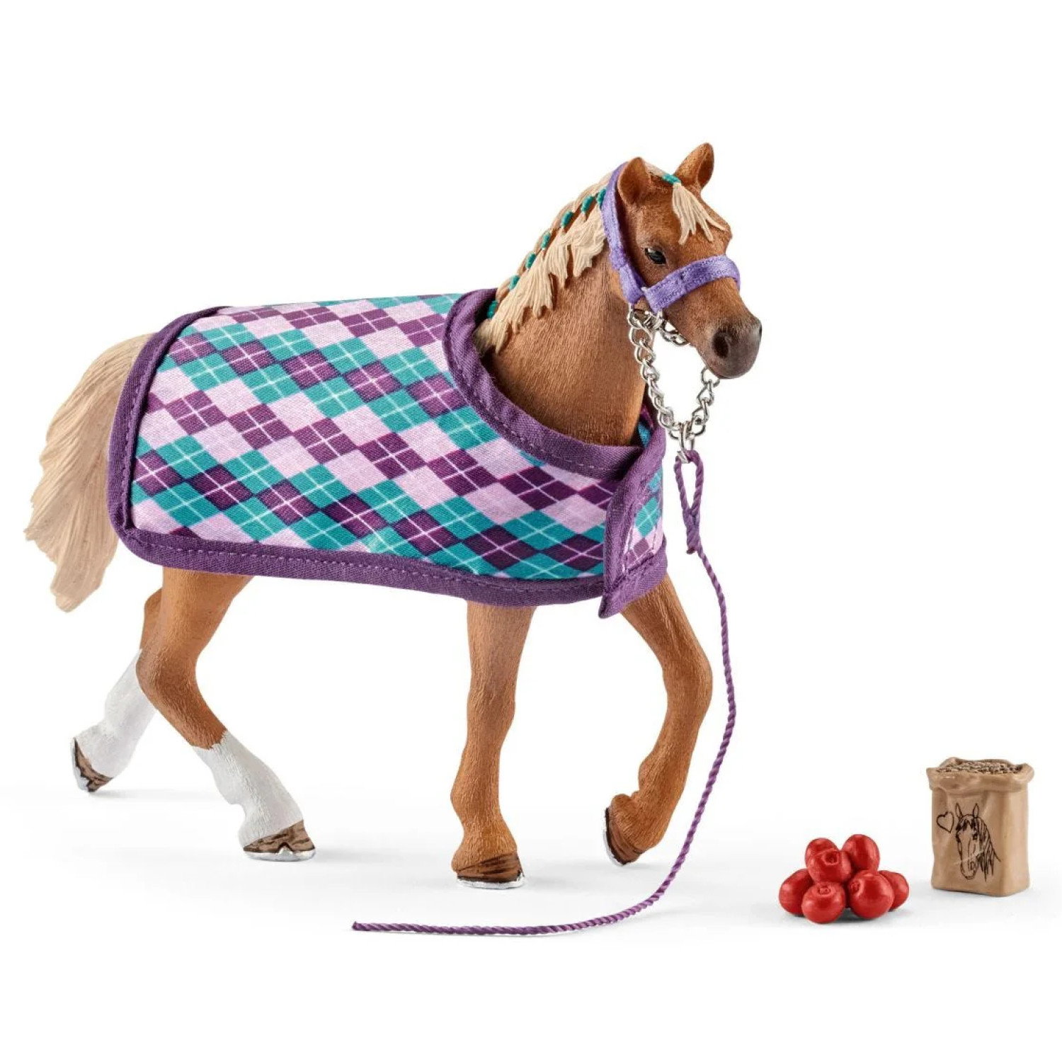 Комплект Английска чистокръвна кобила с одеяло, Schleich