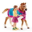 Комплект Английско чистокръвно конче и дете, Schleich