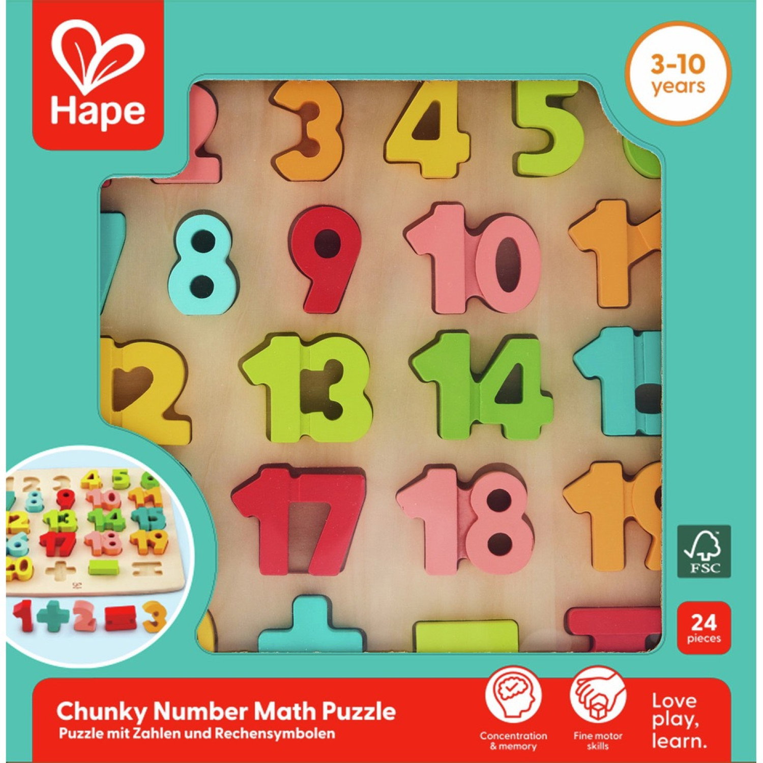 Дървен пъзел с цифри, Hape