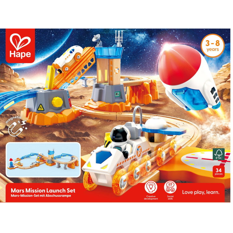 Дървен железопътен комплект Марс, Hape