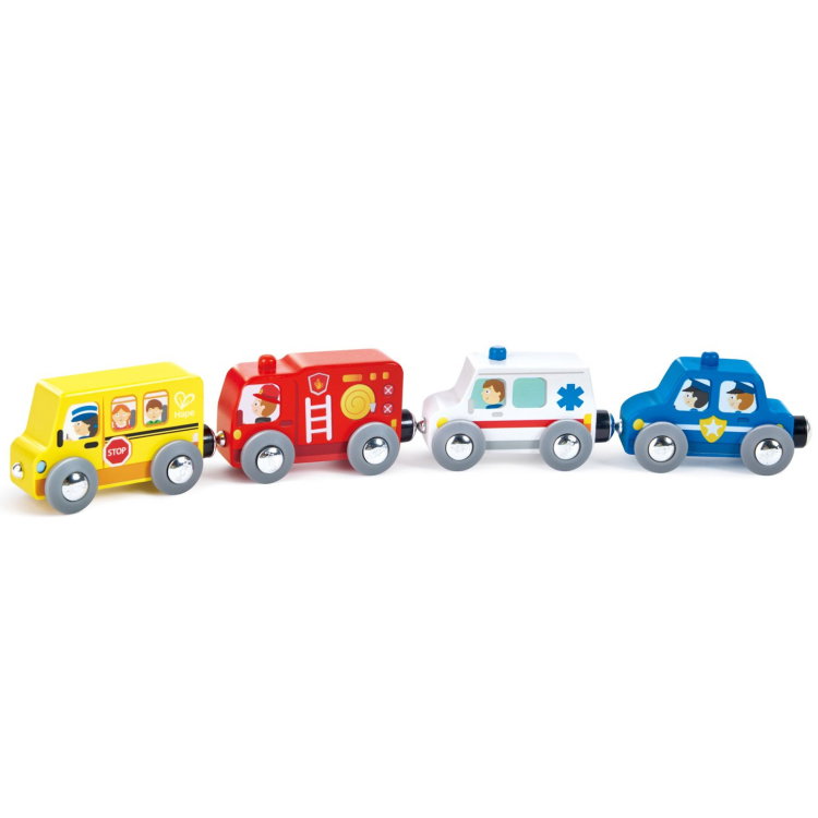 Комплект дървени превозни средства, Hape