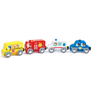 Комплект дървени превозни средства, Hape