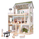Дървена къща за кукли с LED осветление и аксесоари